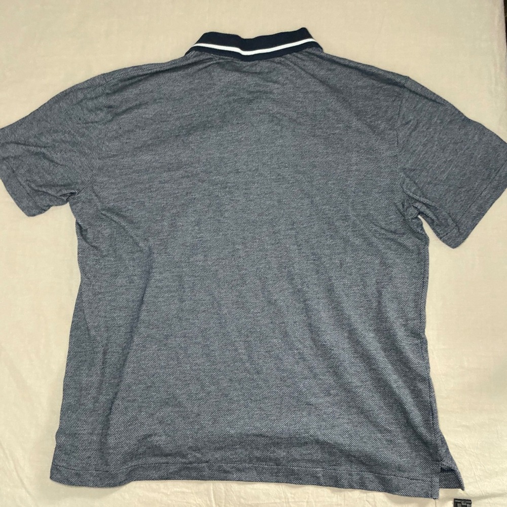 Van Heusen Mens Large‎ Polo Shirt Navy Blue White Striped Collar Regular Fit - Picture 4 of 5